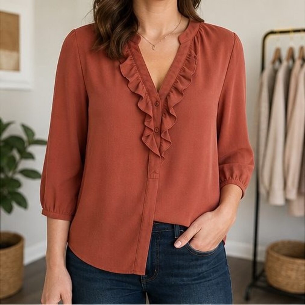 Rust Smocked Top - Picture 2 of 6